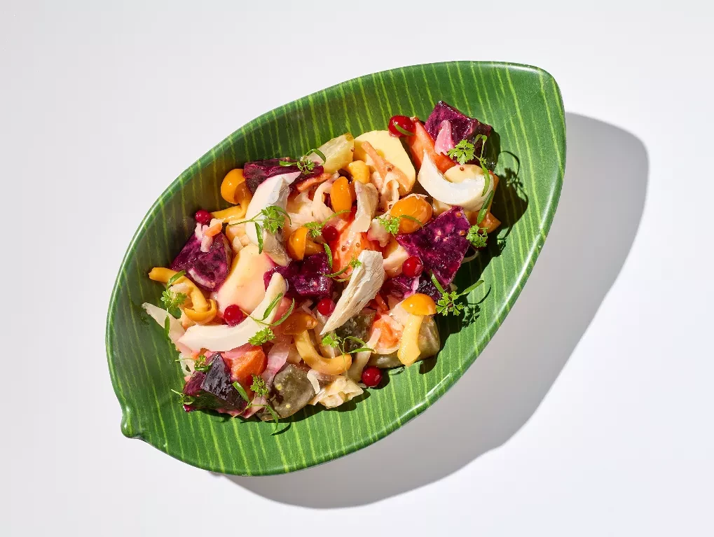 Винегрет с маринованными груздями