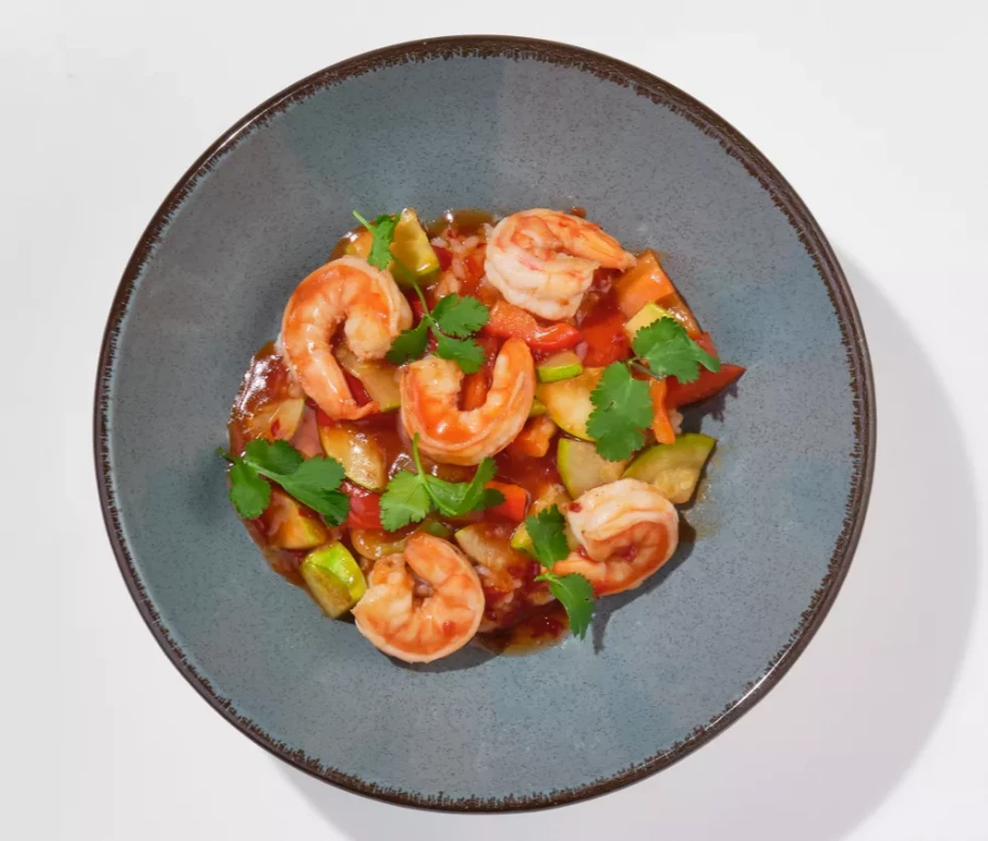 Креветки  в кисло-сладком соусе