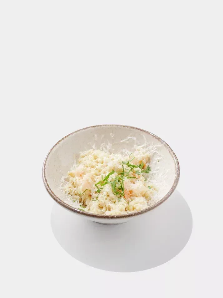 Булгур с креветками и пармезаном