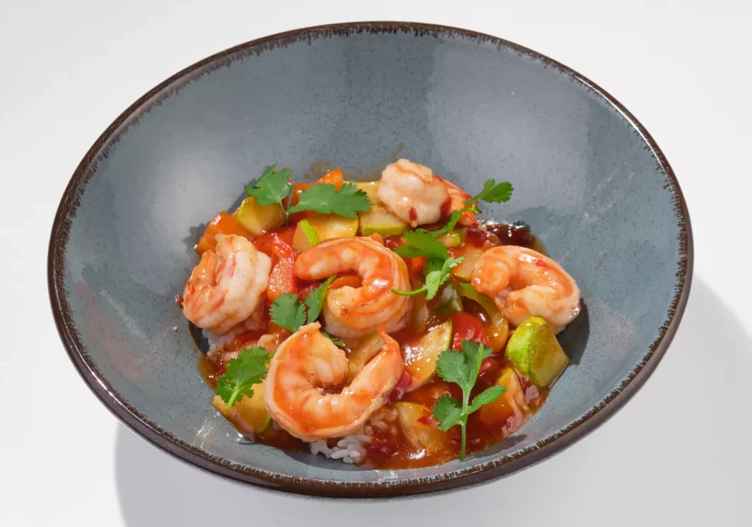 Креветки  в кисло-сладком соусе